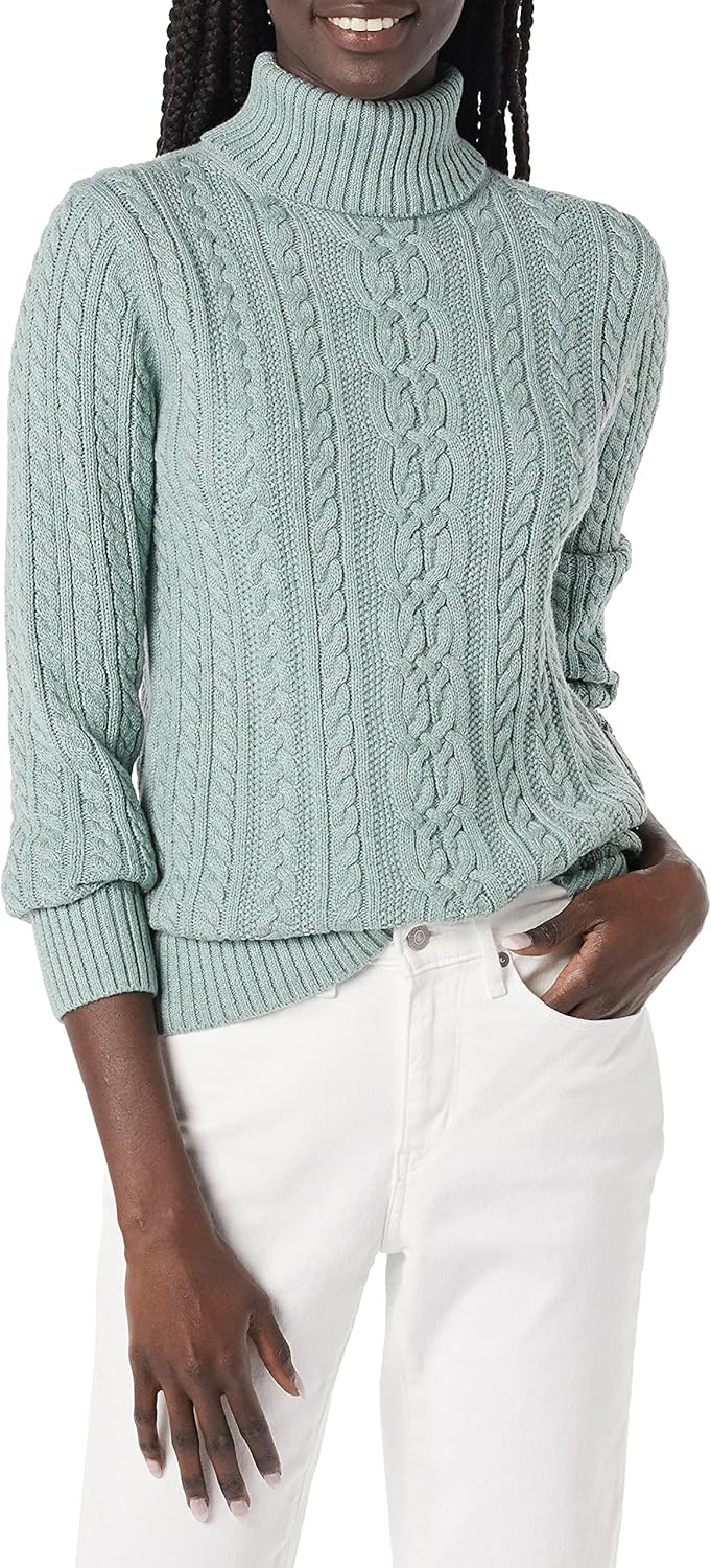 Women’s Fisherman Cable Turtleneck Sweater (Available in Plus Size)